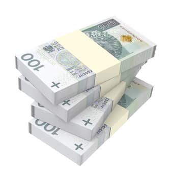 Polish currency isolated on white background.