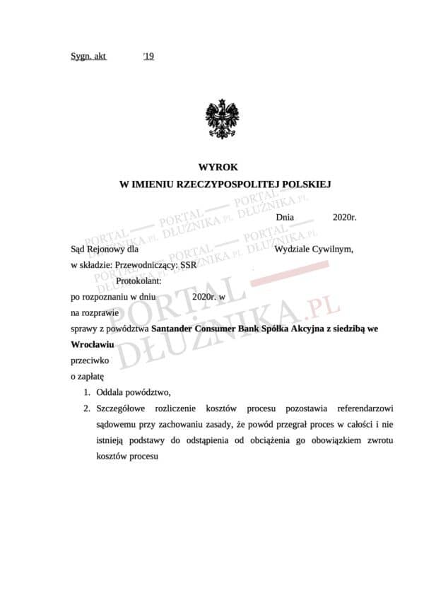 Nakaz Santander Consumer Bank Kancelaria Oddłużeniowa