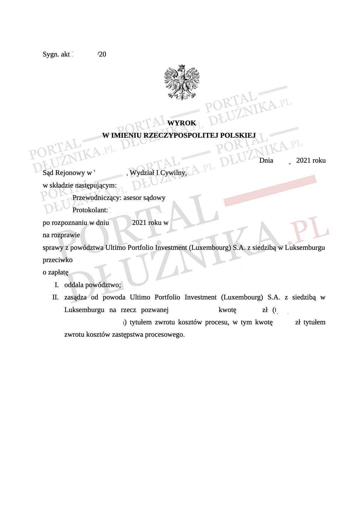 Sprawa w sądzie z Ultimo