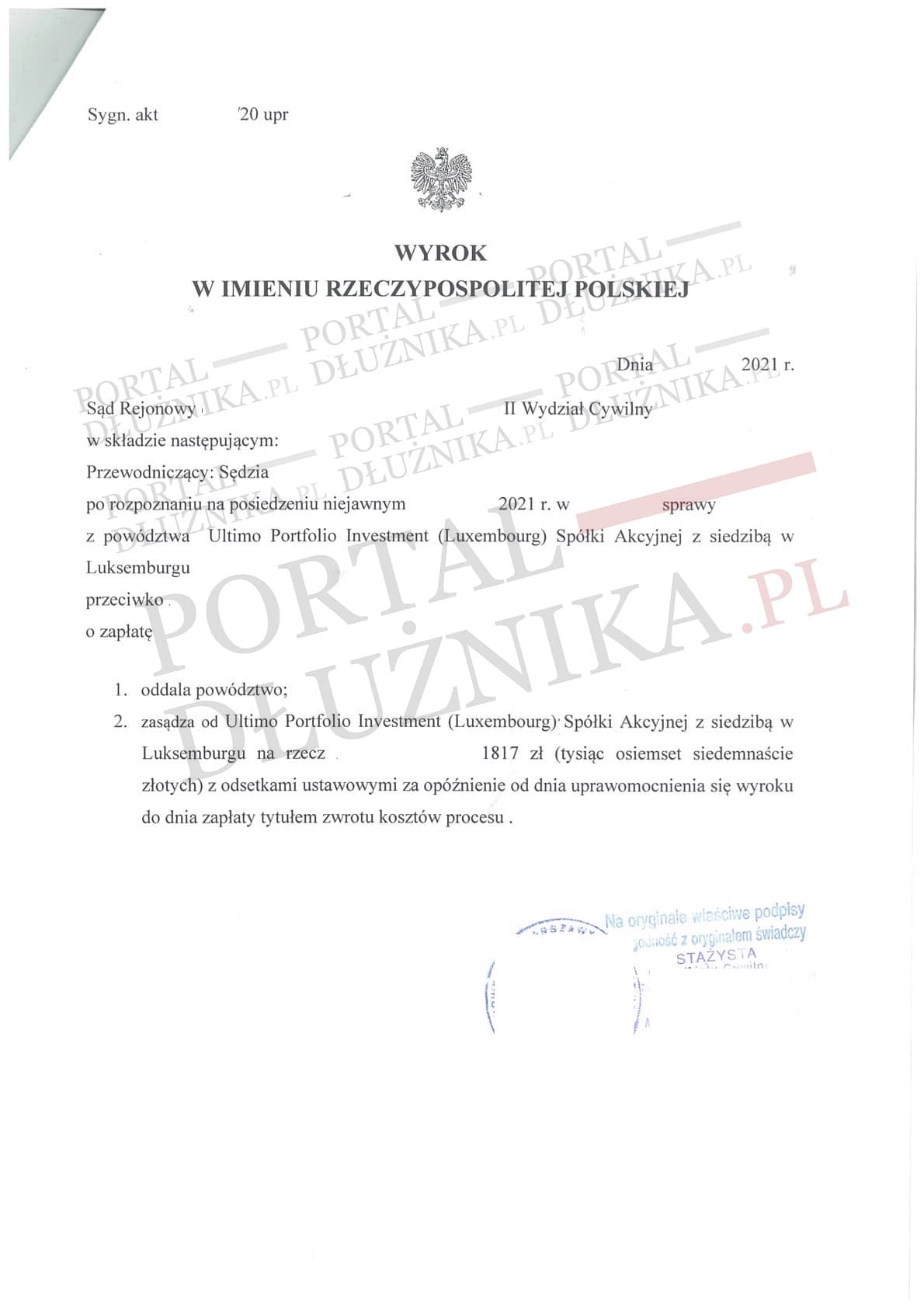 Sprzeciwy od nakazów w sprawach z Ultimo