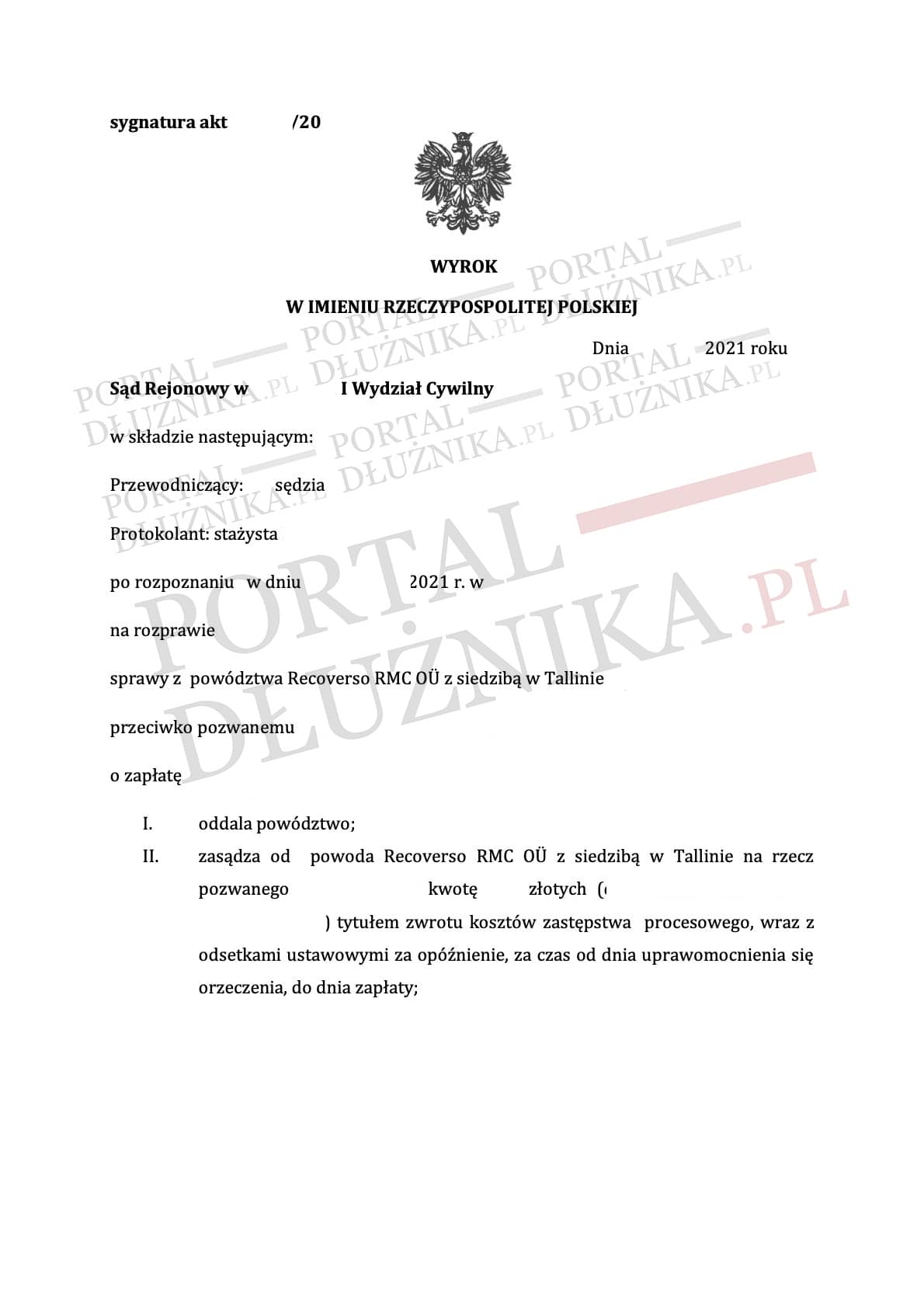 Obrona przed pozwem Recoverso