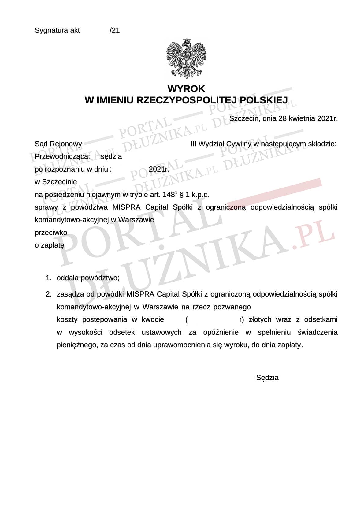 Powództwo Mispra Capital