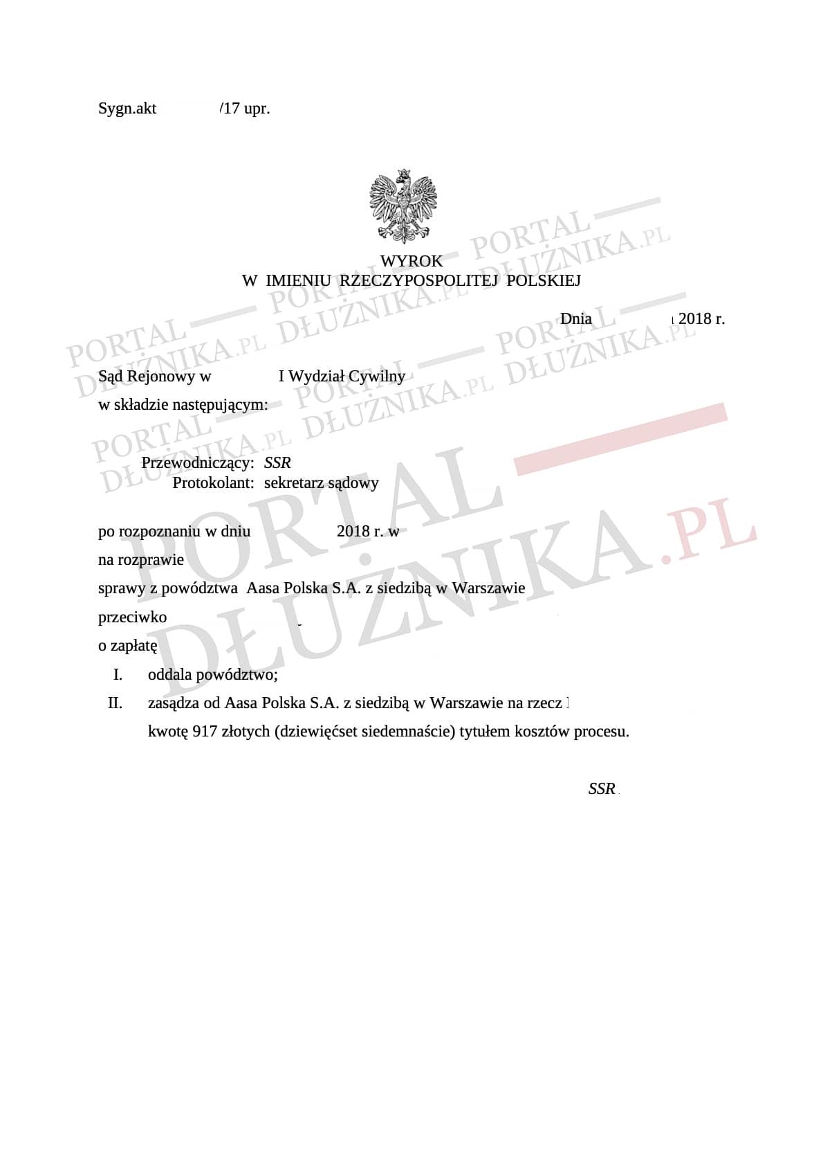 Znów Aasa Polska w sądzie przegrywa