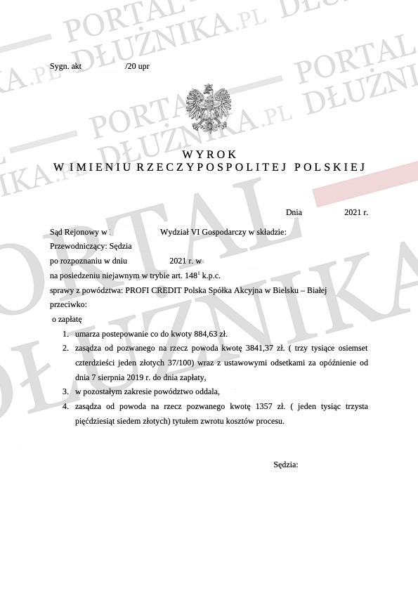 Dług w Profi Credit Polska