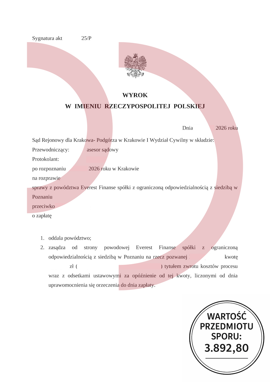 orzeczenie potwierdzające skuteczne oddłużanie klienta