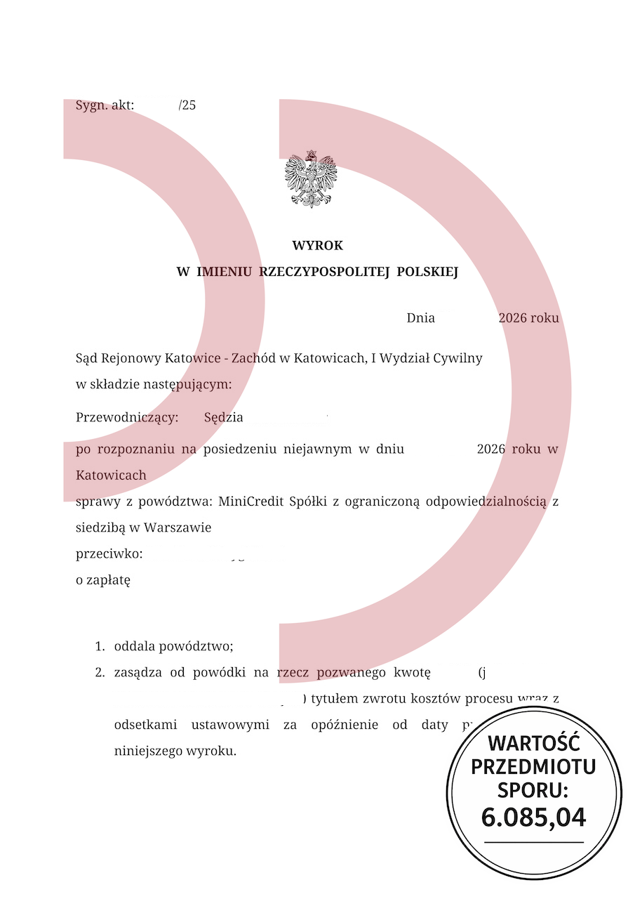 wyrok sądu Katowice Zachód oddalenie powództwa MiniCredit