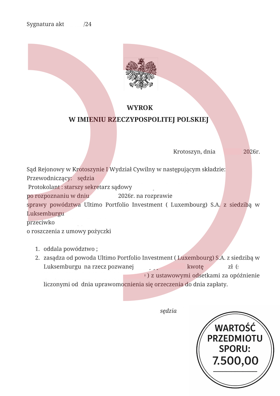 wyrok sądu Krotoszyn oddalenie powództwa Ultimo