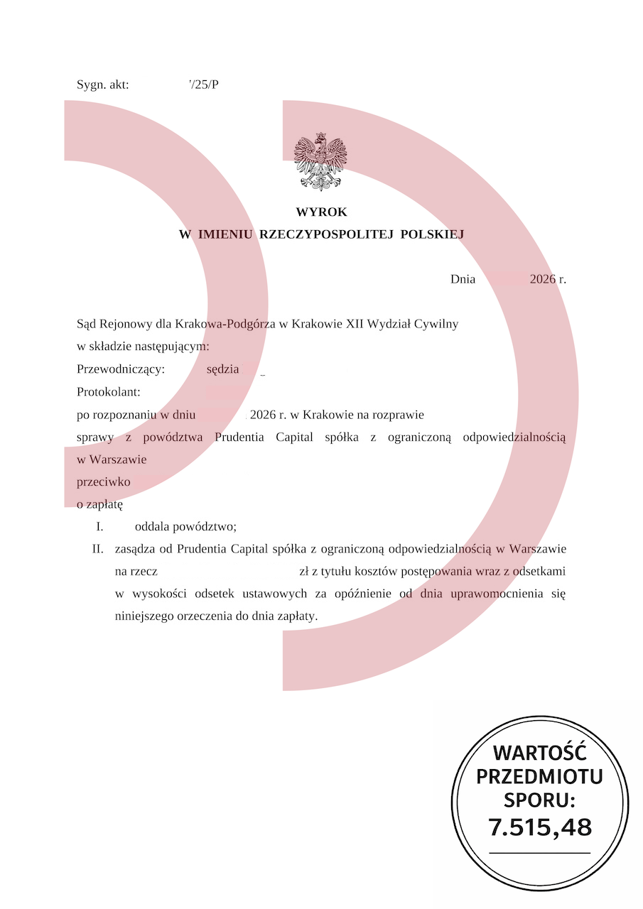 Wyrok sądu w Krakowie oddalający powództwo wierzyciela