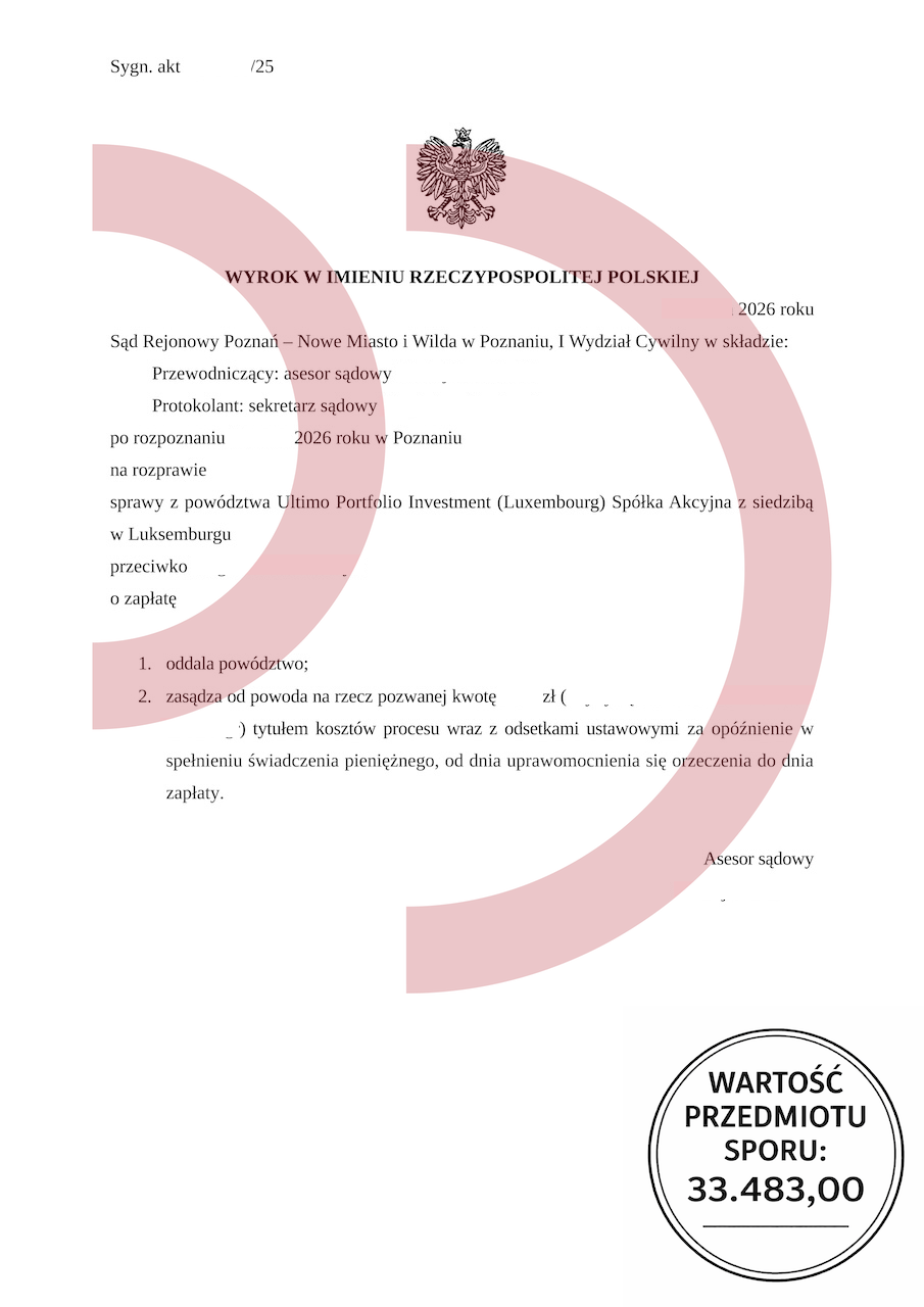 Wyrok sądu w Poznaniu oddalający powództwo Ultimo