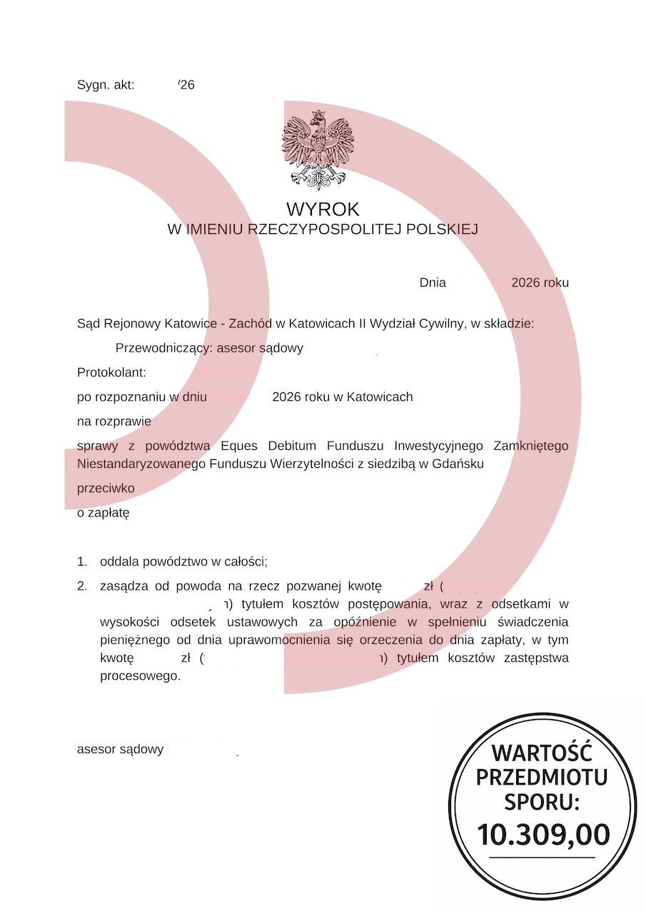 Wyrok sądu Katowice Zachód oddalający powództwo