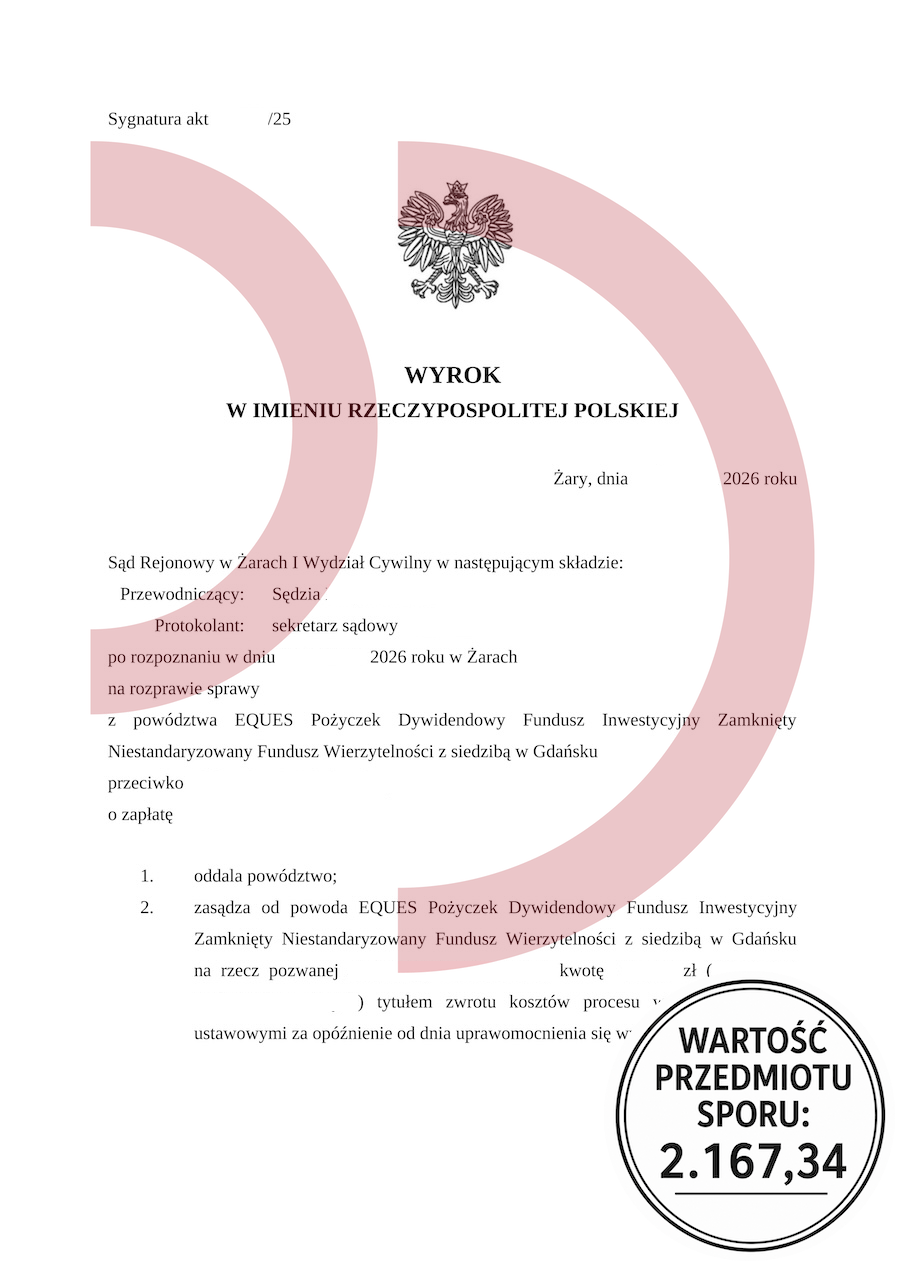 Wyrok sądu w Żarach Eques oddalenie powództwa