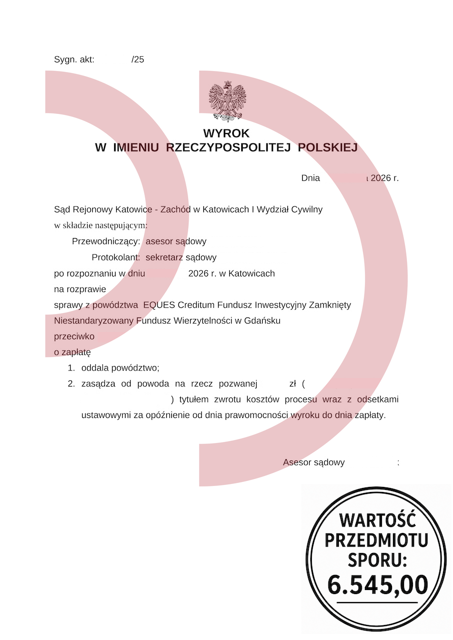 Wyrok sądu oddalający powództwo Eques Creditum