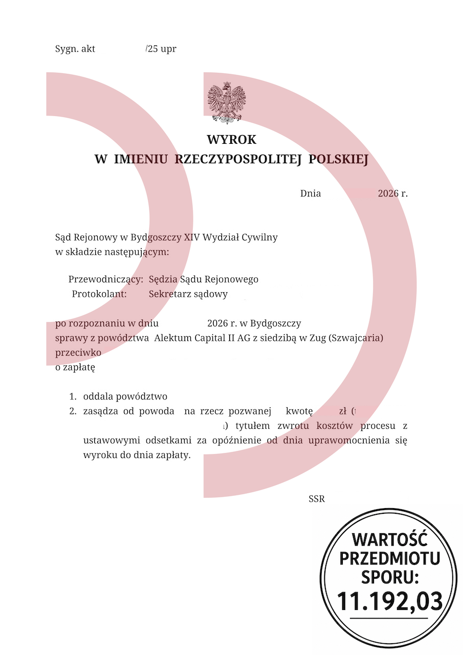 Wyrok sądu Bydgoszcz Alektum oddalenie powództwa