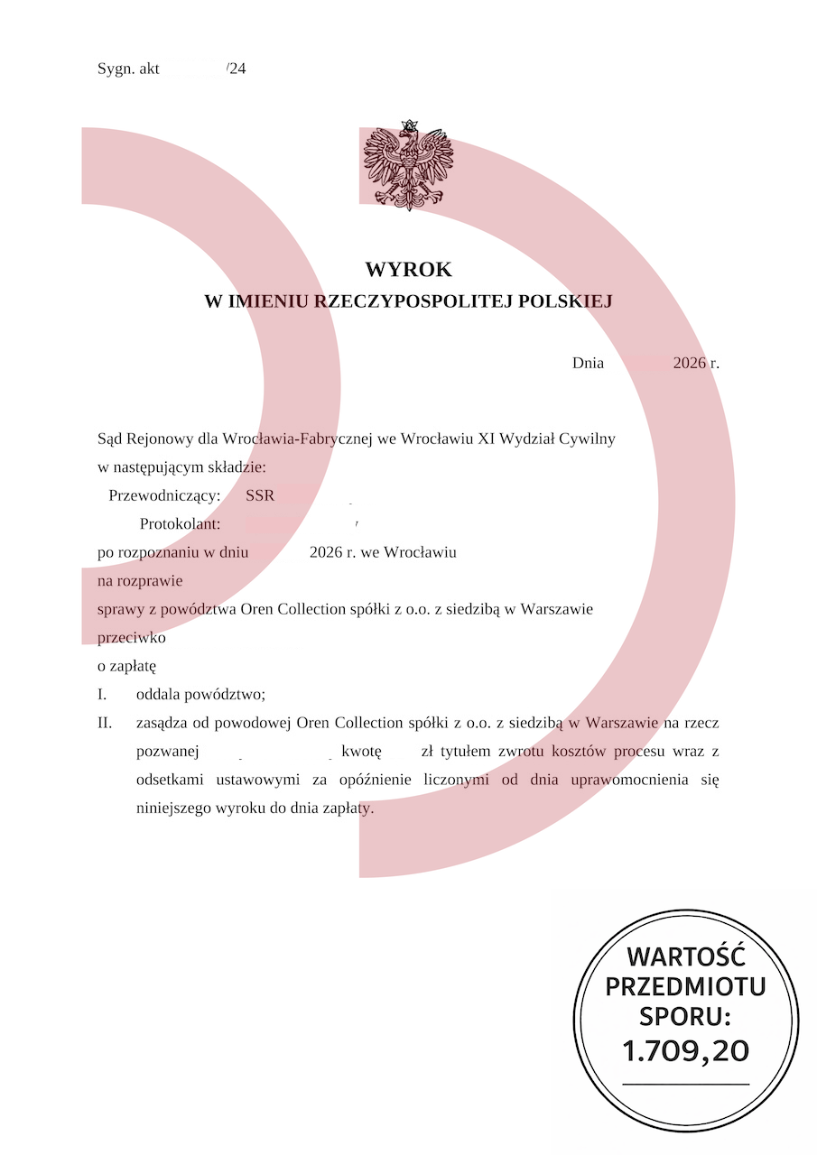 Wyrok sądu we Wrocławiu oddalający powództwo wierzyciela