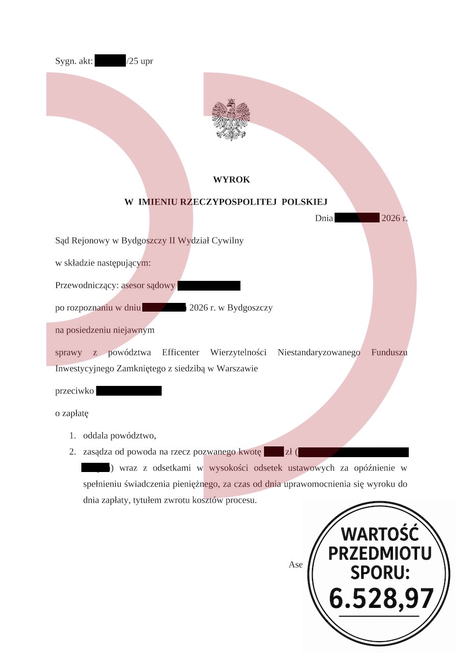 Wyrok Efficenter oddalenie powództwa