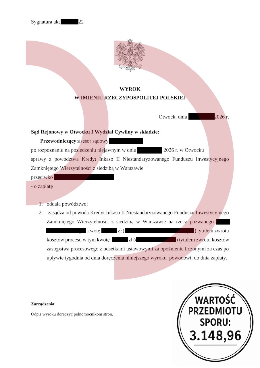 Wyrok Otwock Kredyt Inkaso oddalenie powództwa