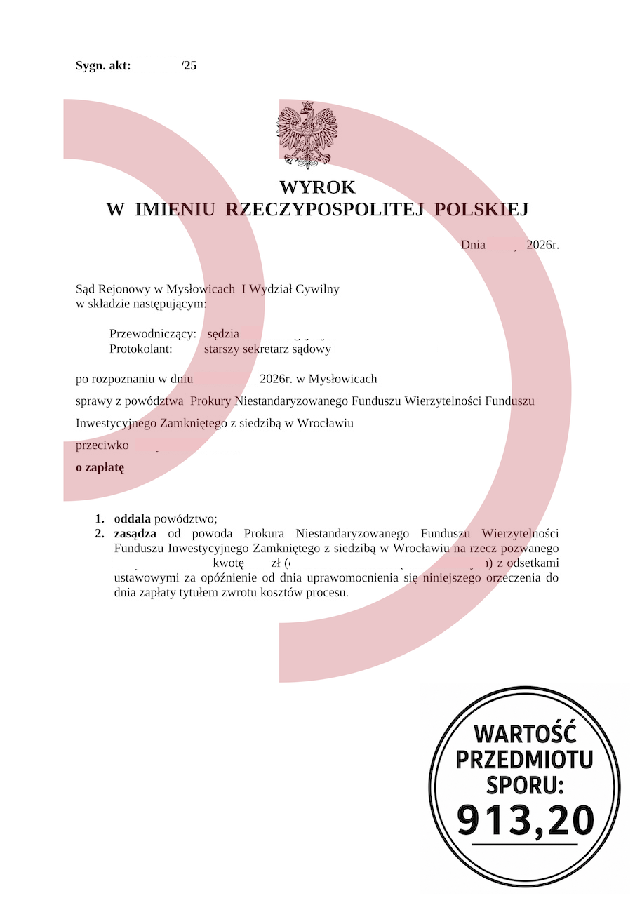 Wyrok przeciwko Prokura oddalenie powództwa