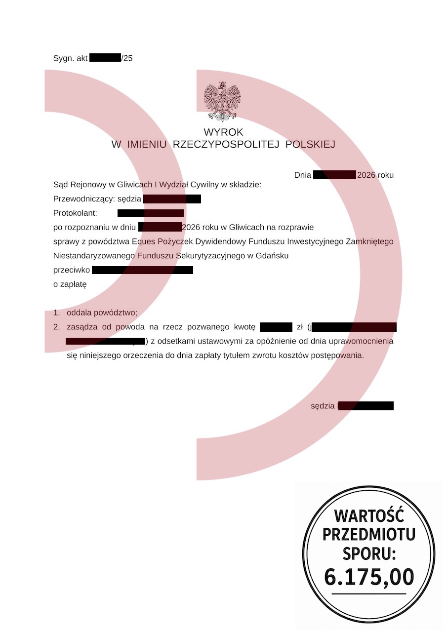 Wyrok oddalenie powództwa Eques Gliwice