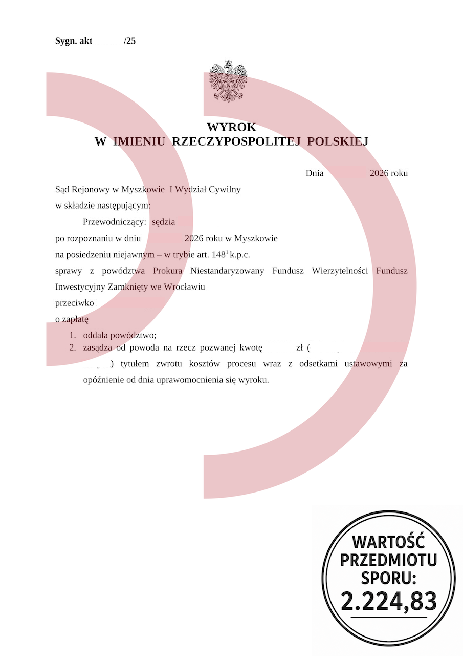 Wyrok przeciwko Prokura oddalenie powództwa Myszków