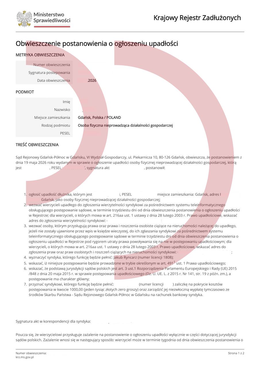 Ogłoszenie upadłości konsumenckiej – skuteczna pomoc dla osoby zadłużonej