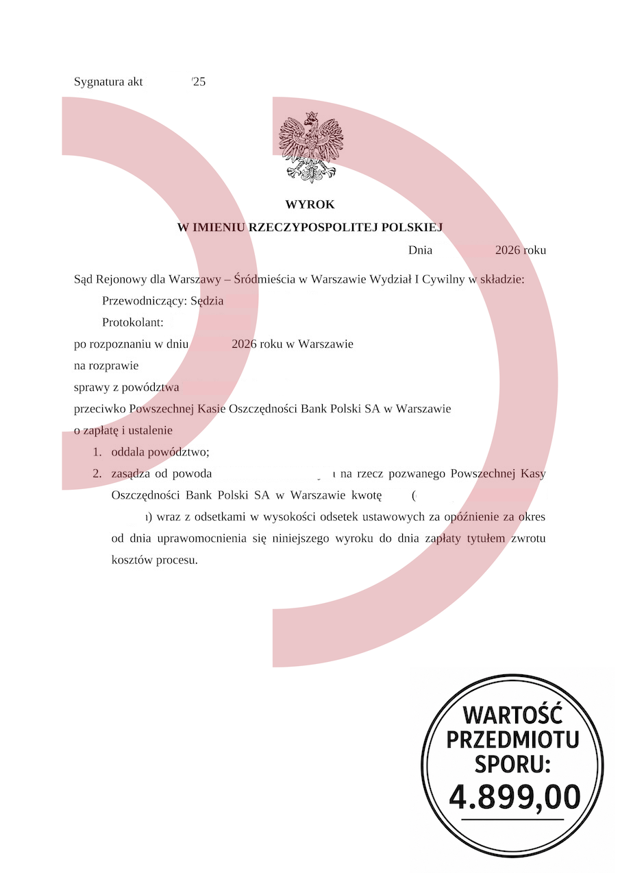 Oddalenie powództwa o 4899 zł i profesjonalne oddłużanie klientów z Bydgoszczy