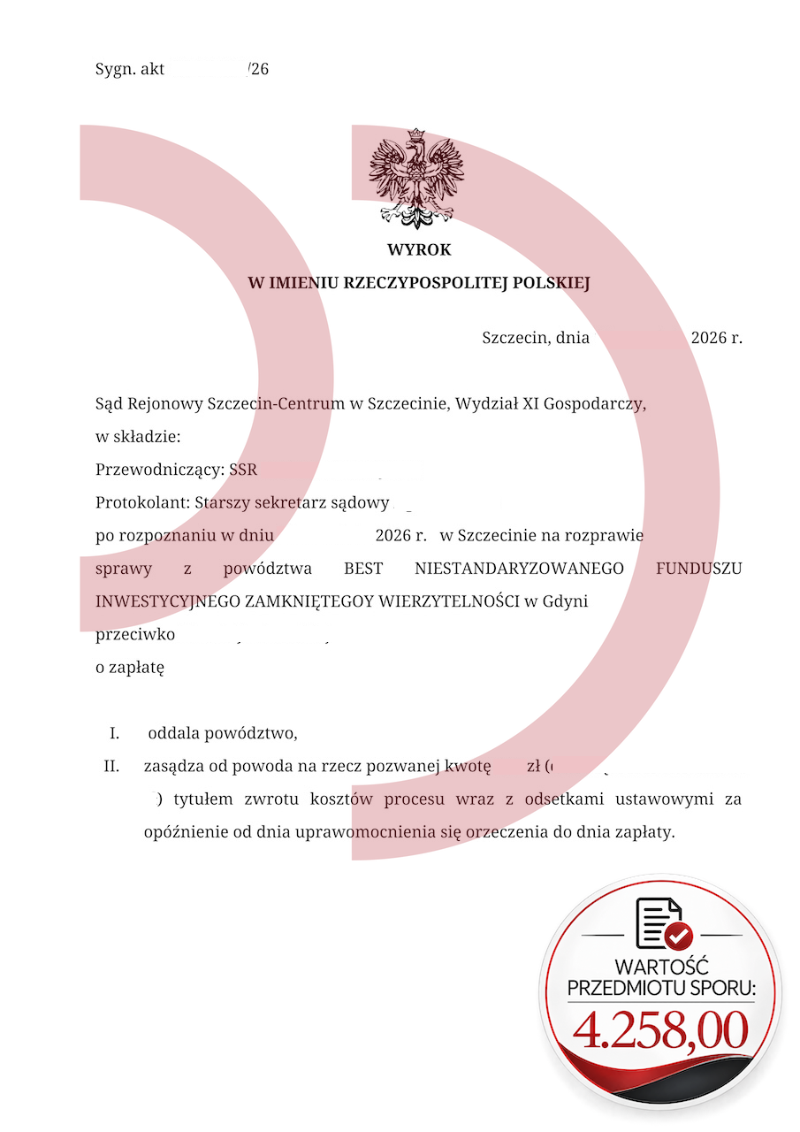 Wygrana sprawa z BEST o 4258 zł przed sądem