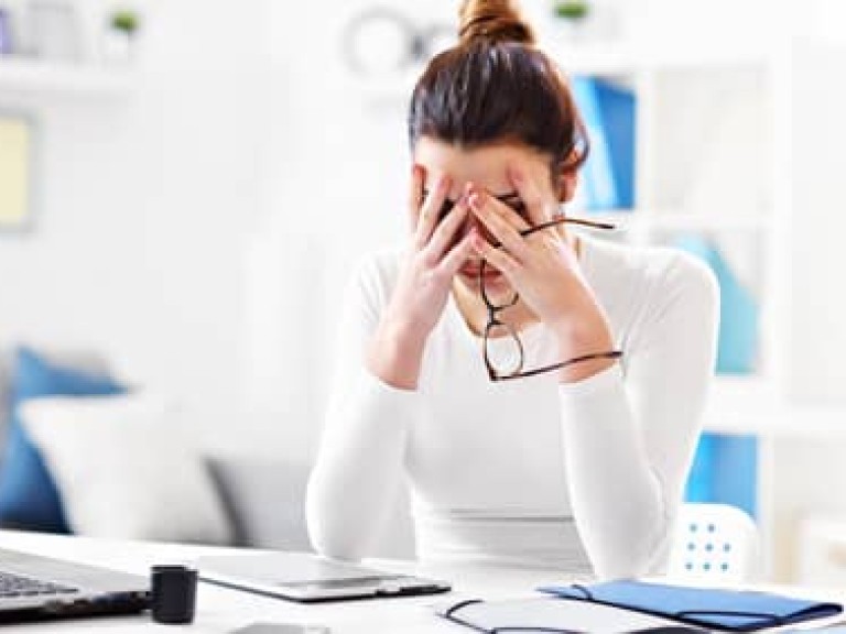 Woman working in her home office