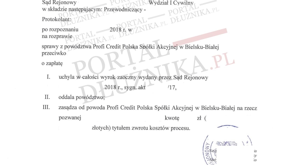 Sprawa z powództwa Profi Credit